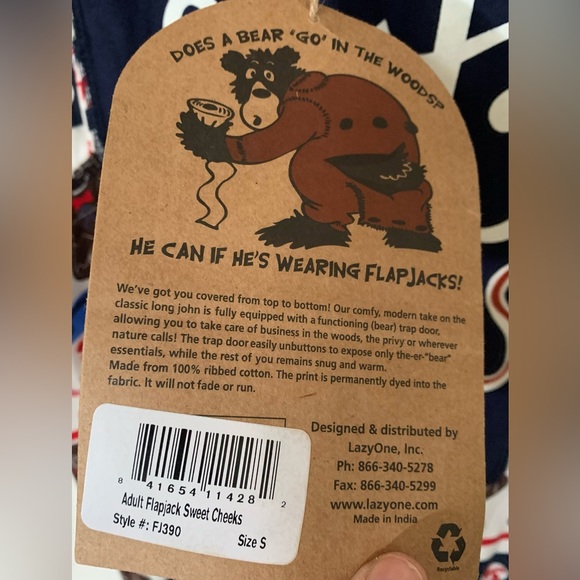 Lazy One flapjack pajamas Small sweetcheeks NWT gingerbread trapdoor 100% cotton - Picture 3 of 5